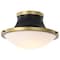 Nuvo Lafayette 1-Light Flush 14 in. Matte Black/Natural Brass White Opal Glass 60/7905 - alternate 2